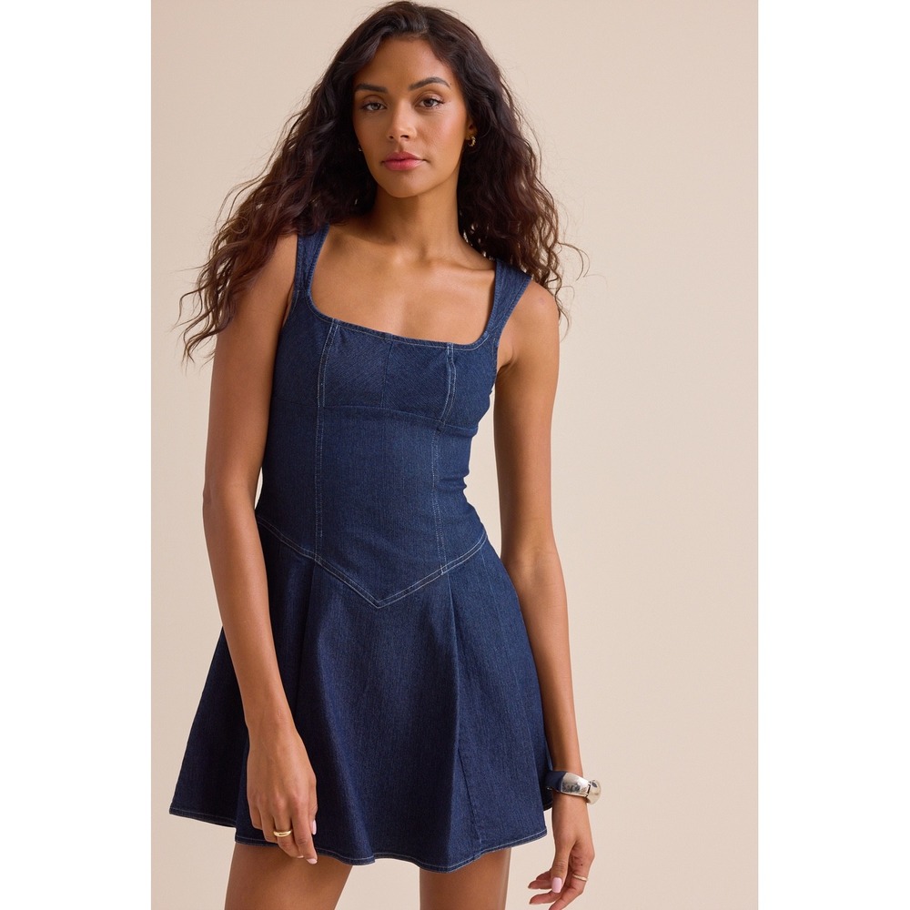 Altar'd State Women Dark Wash Denim Dress Back Size XXS
